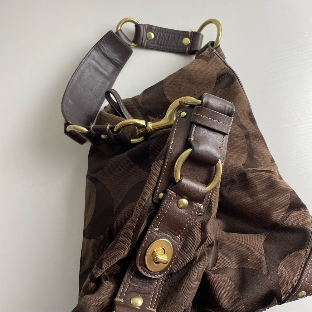 Coach Brown Canvas Big Monogram Gold Hardware Square Shoulder Bag K0773-10620 - Picture 8 of 12
